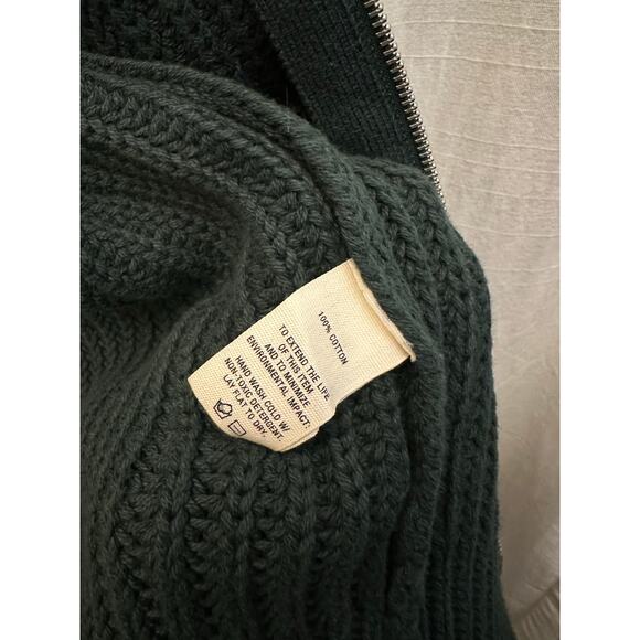 Alex Mill Wright Cardigan Chunky Cotton Dark Spruce Green Full Dbl Zip Small NWT - Picture 7 of 9